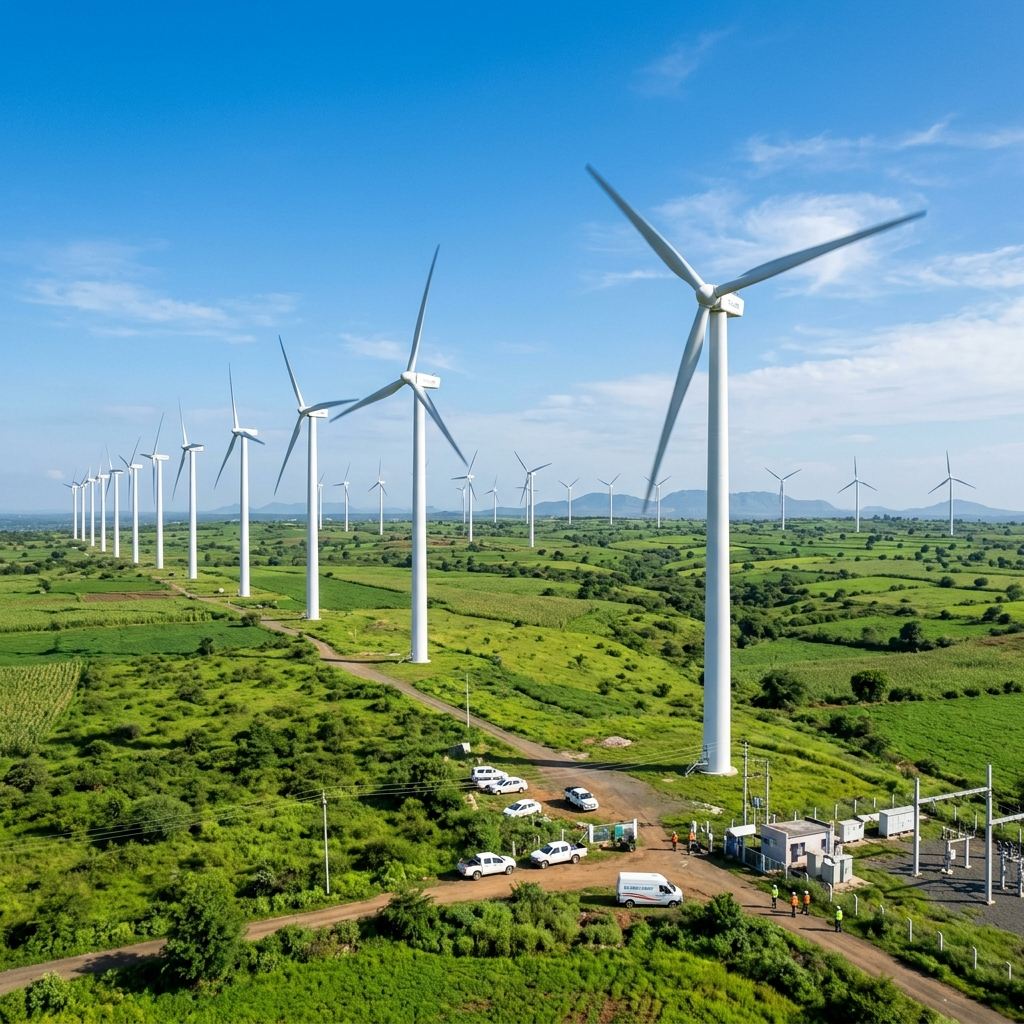 Wind Turbines Yard Construction